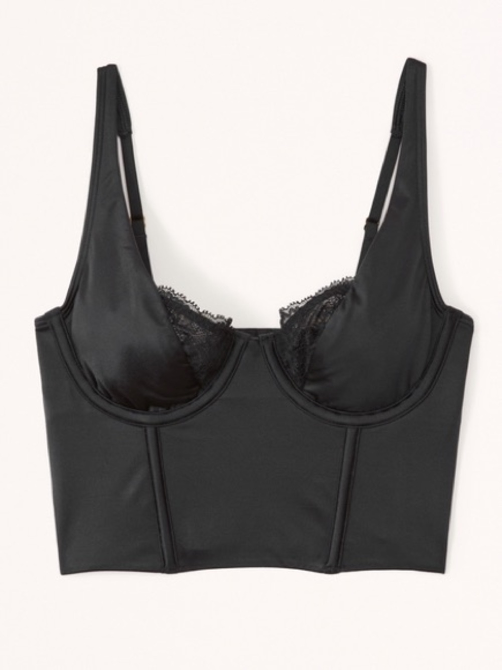 Abercrombie & Fitch Sz S Satin Black Balconette Lace Sexy Bustier